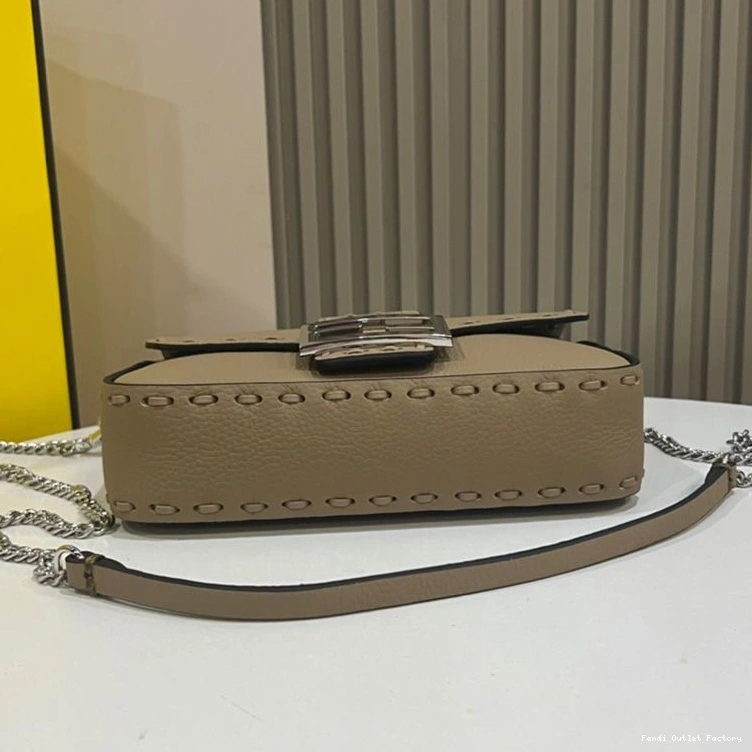 Cheap HOT Baguette Bag Khaki Leather Cuoio Mini Fendi Selleria Romano In 0707